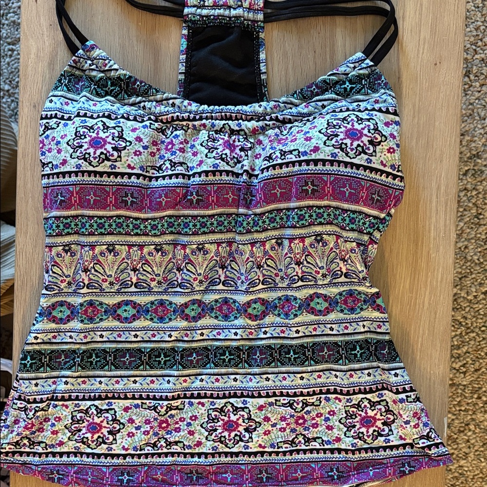 Boho Printed Strappy Tank Top - Purple Multi
